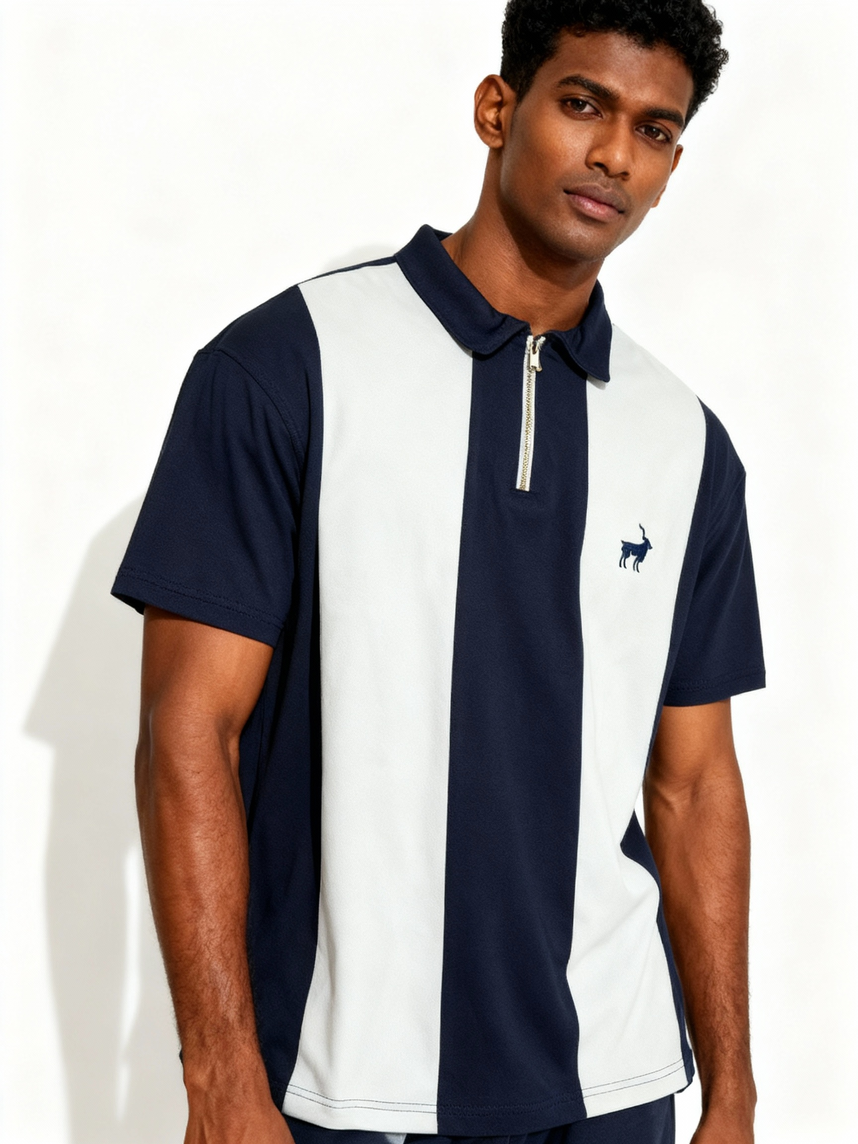 Striped Short Sleeve Polo Oversized Fit Soft Stretch