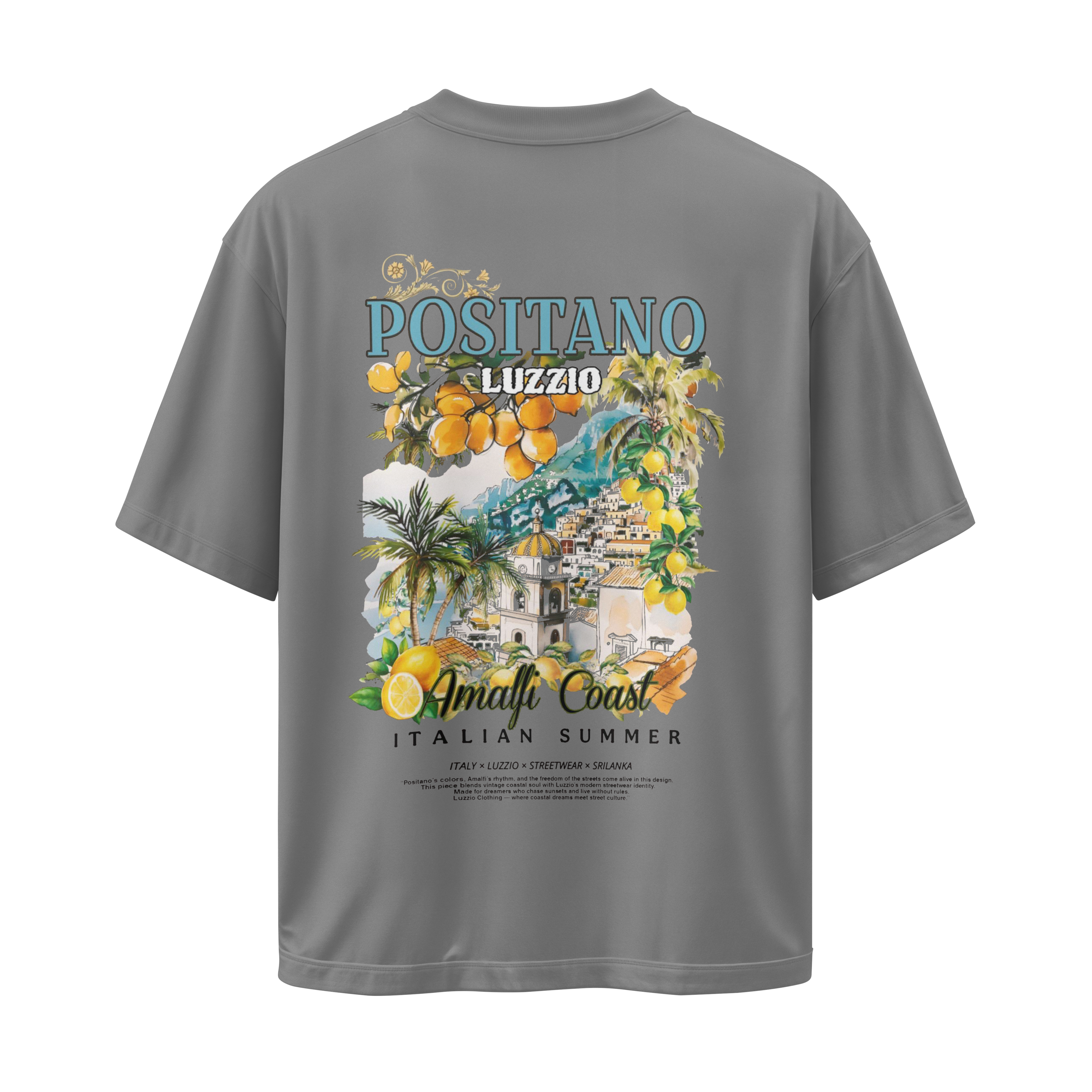 Positano Italian Paradise Ash Oversized T-shirt