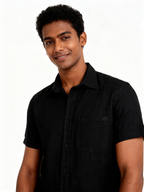 Premium Linen Regular fit Shirt Black