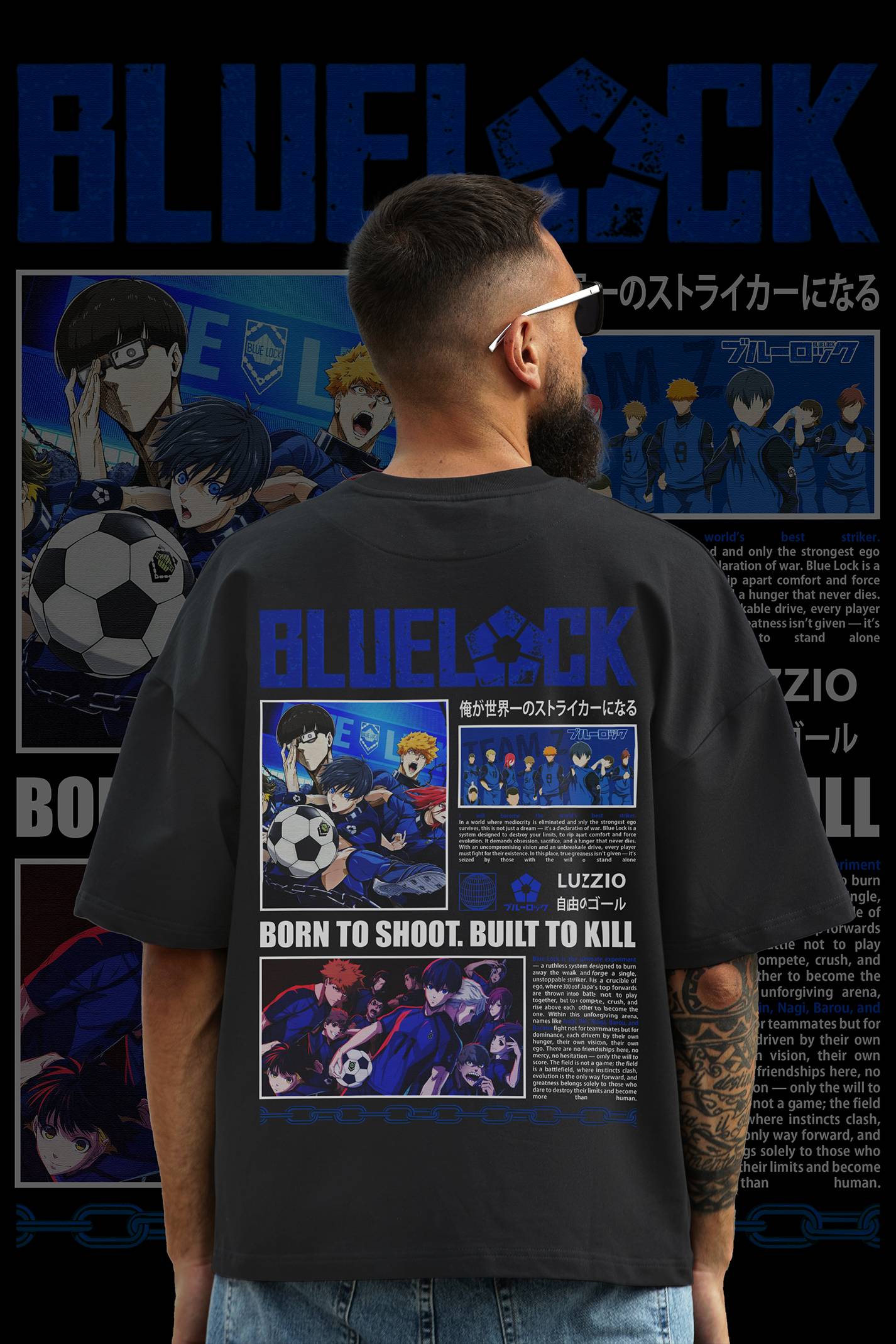 Blue Lock “Born To Shoot, Built To Kill” Oversized T-Shirt