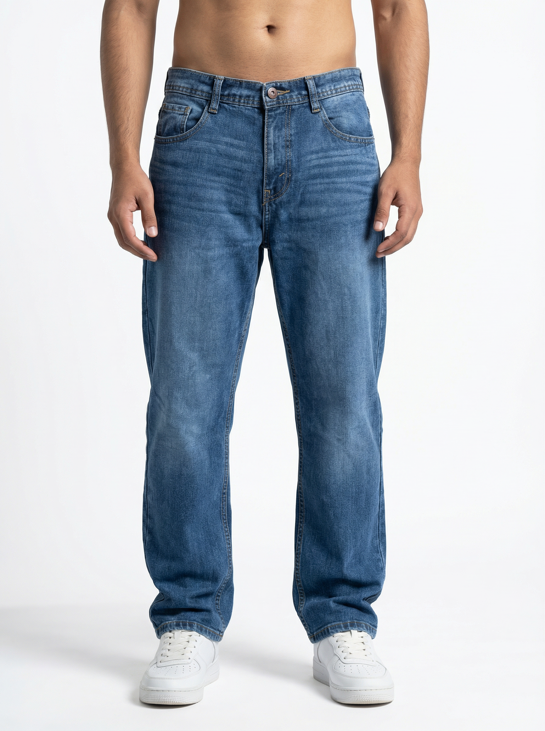 Vintage Wash Blue Big Fold Denim