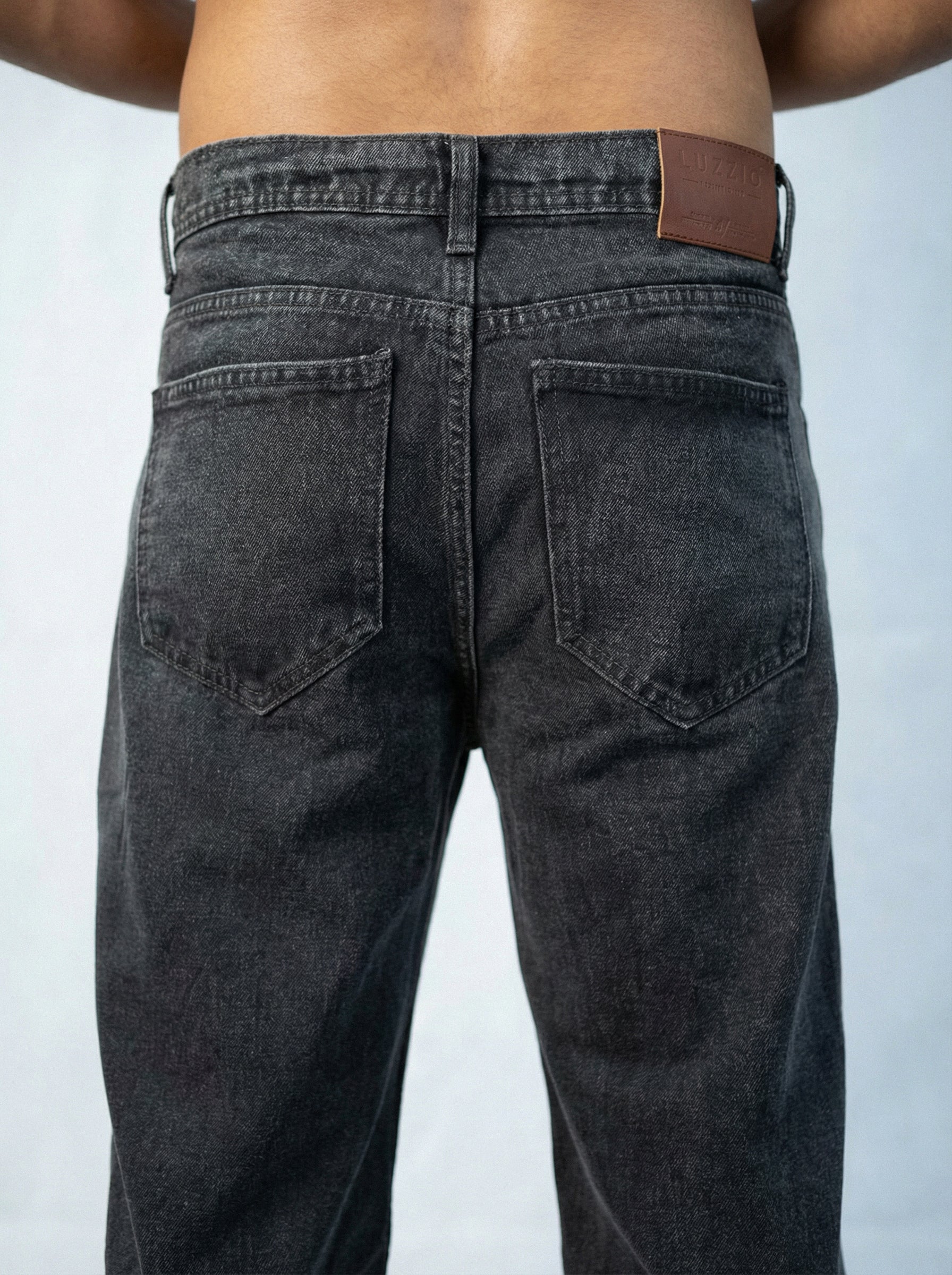 Premium Acid wash Big Fold Denim Black