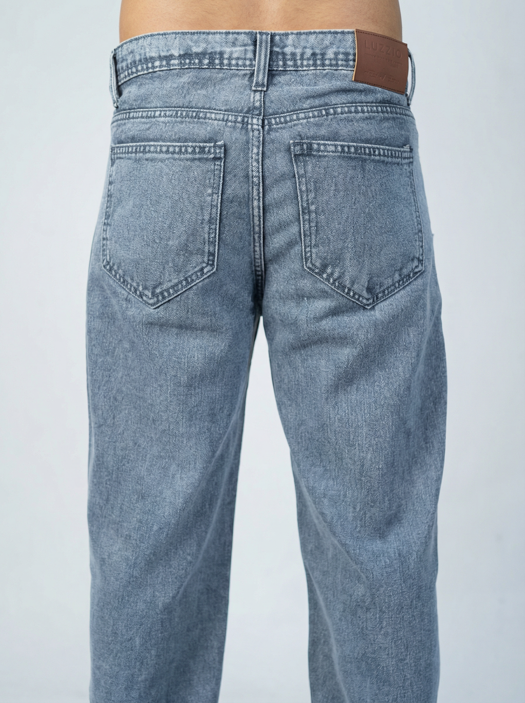 Premium Acid wash Big Fold Denim Light Blue