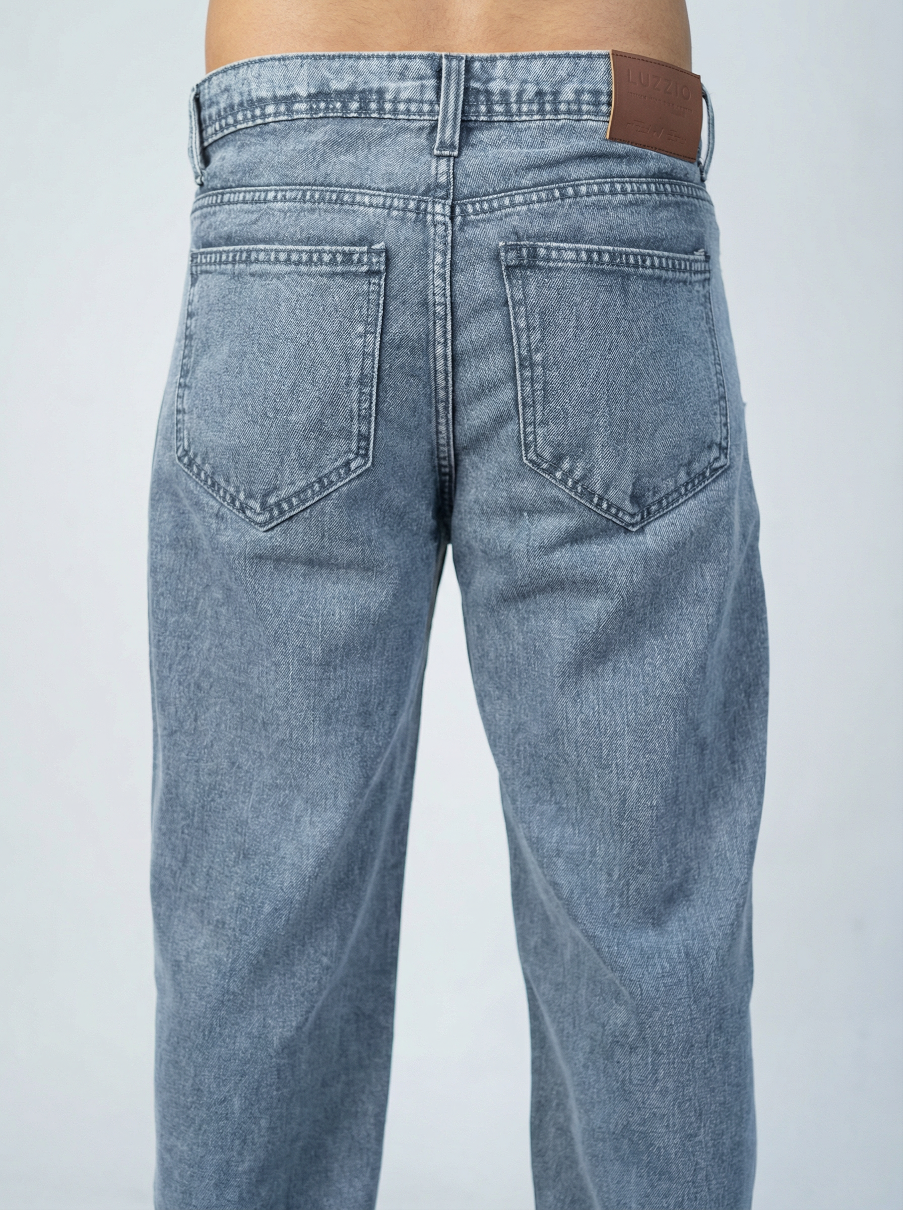 Premium Acid wash Big Fold Denim Light Blue