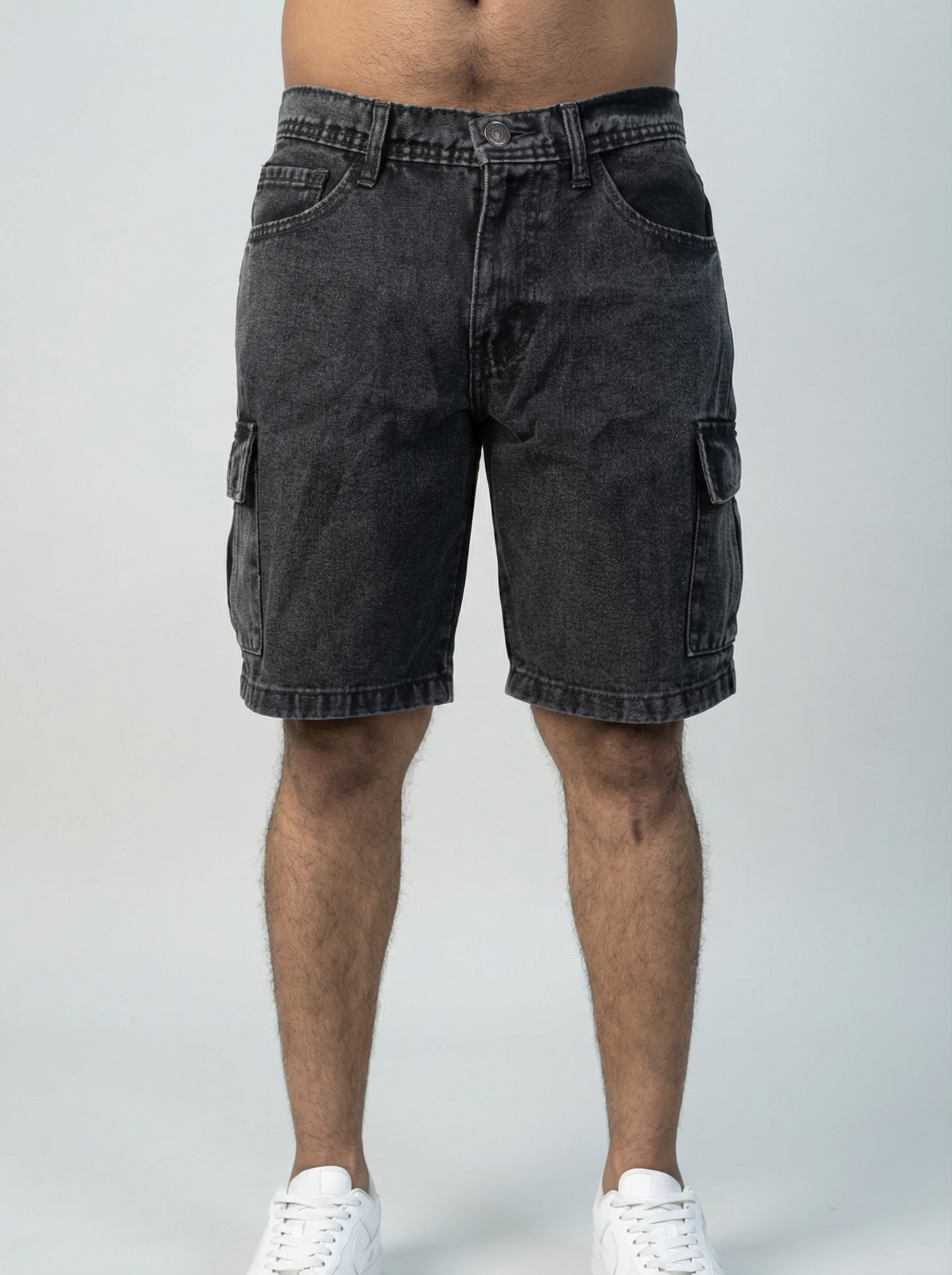 Premium Acid Washed Black Cargo Short