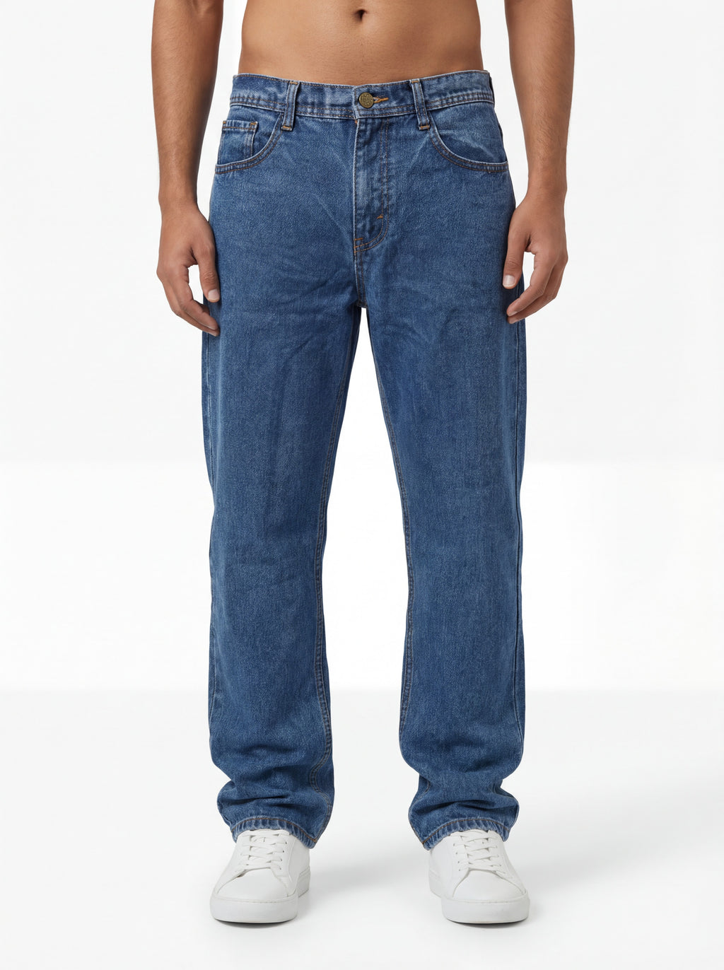 Premium Acid wash Big Fold Denim Blue