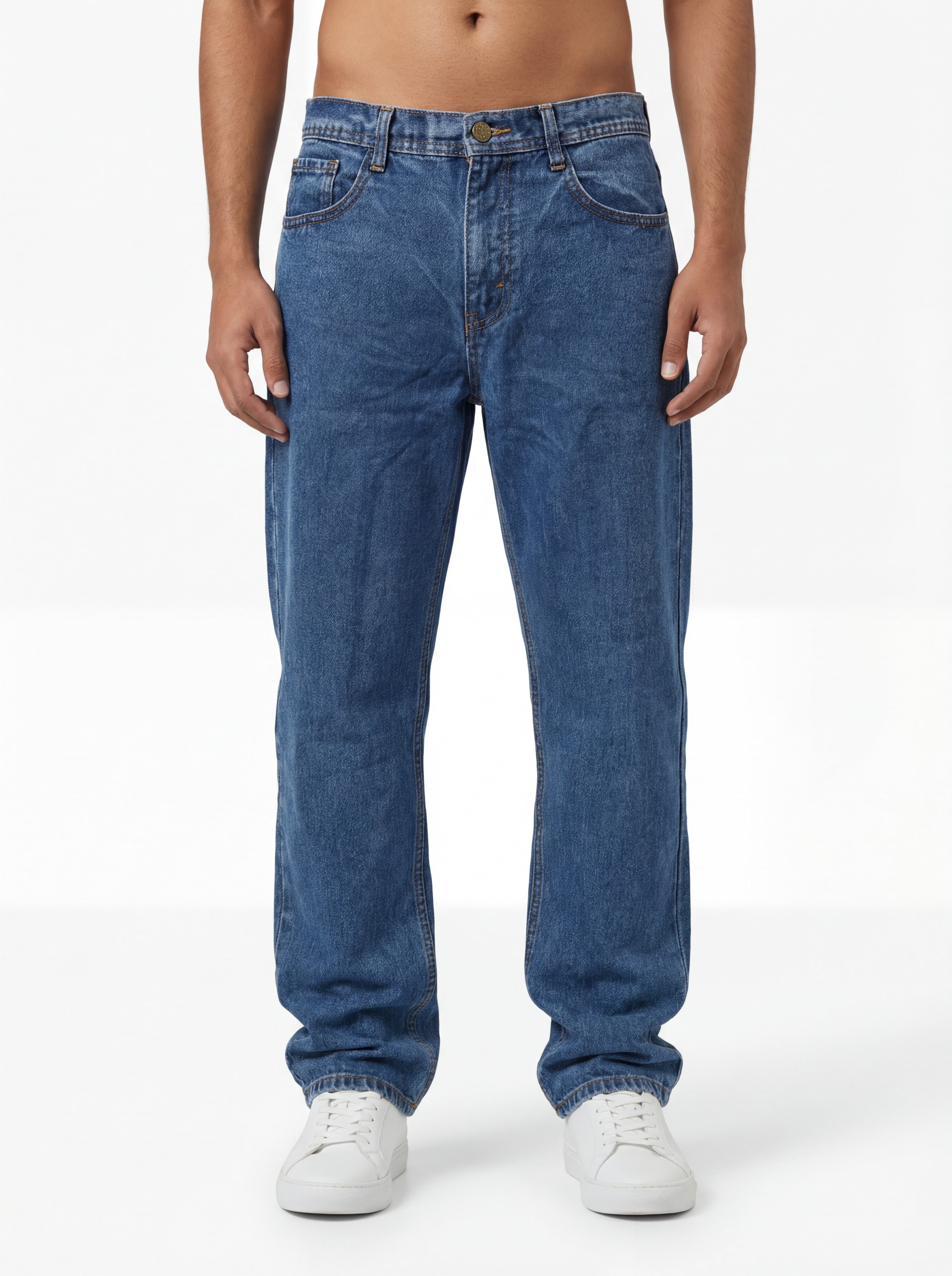 Premium Acid wash Big Fold Denim Blue