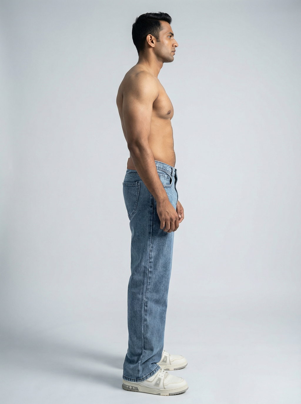 Premium Acid wash Big Fold Denim Light Blue