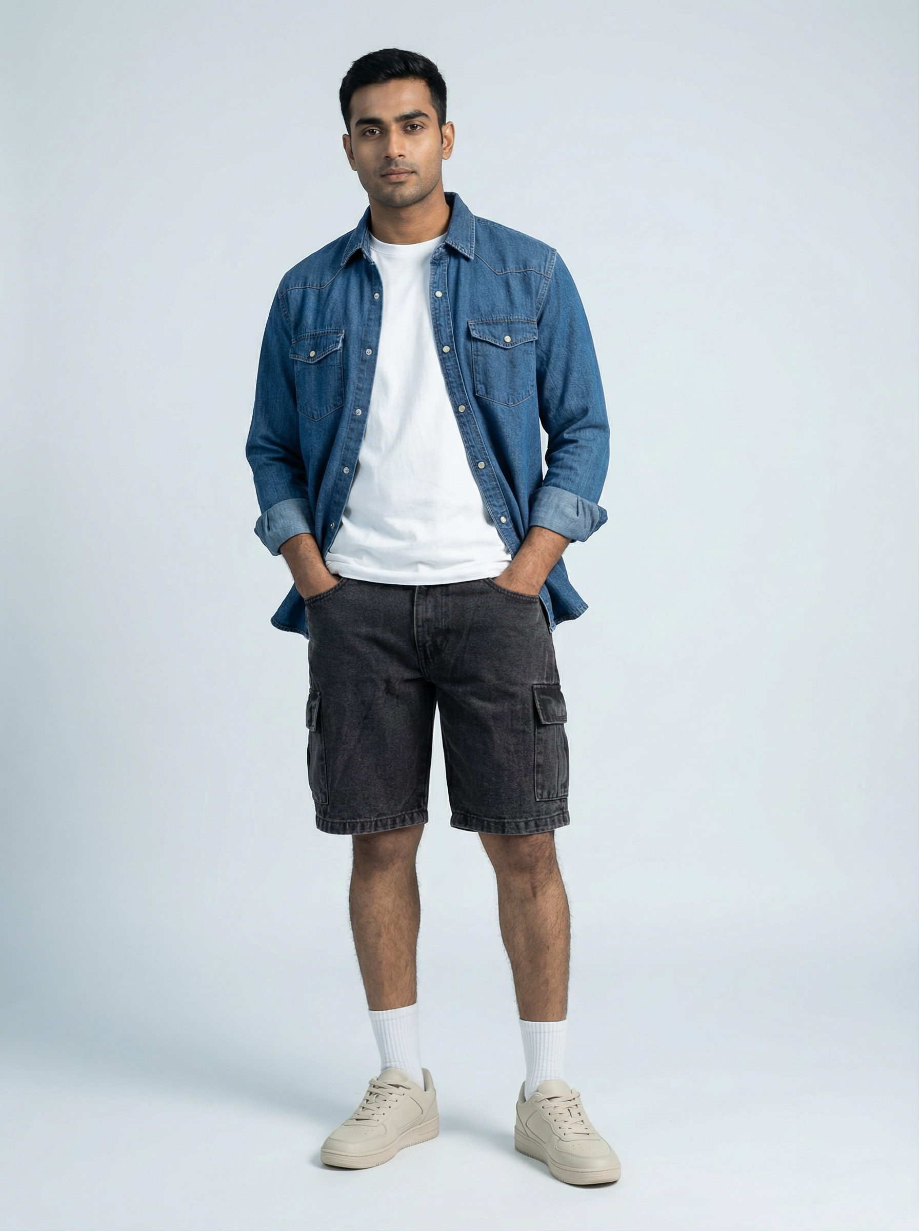 Premium Acid Washed Black Cargo Short