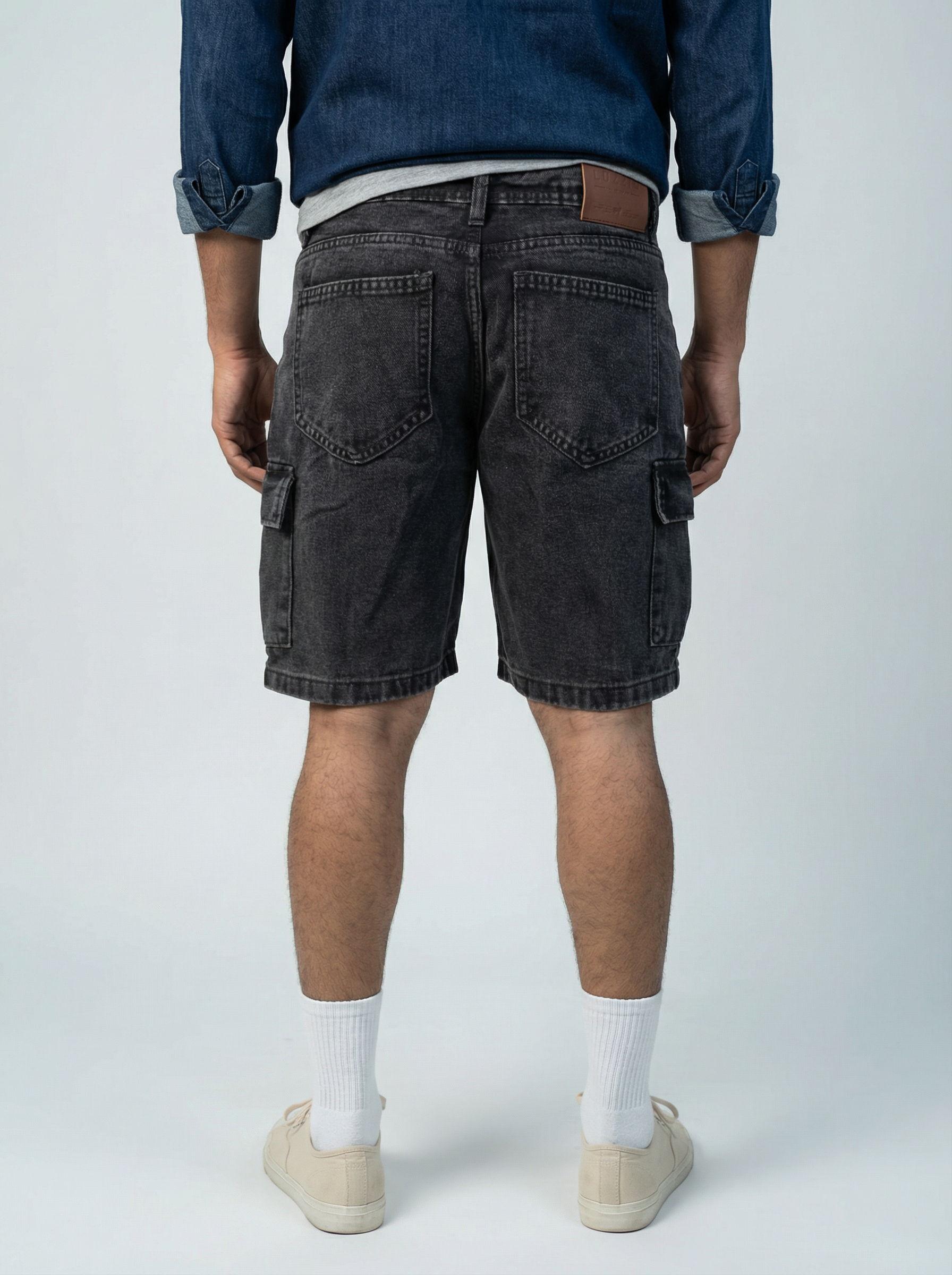 Premium Acid Washed Black Cargo Short