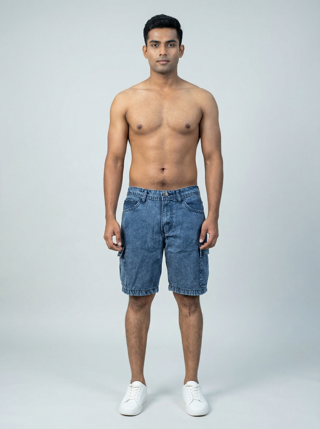 Premium Acid Washed Blue Cargo Short