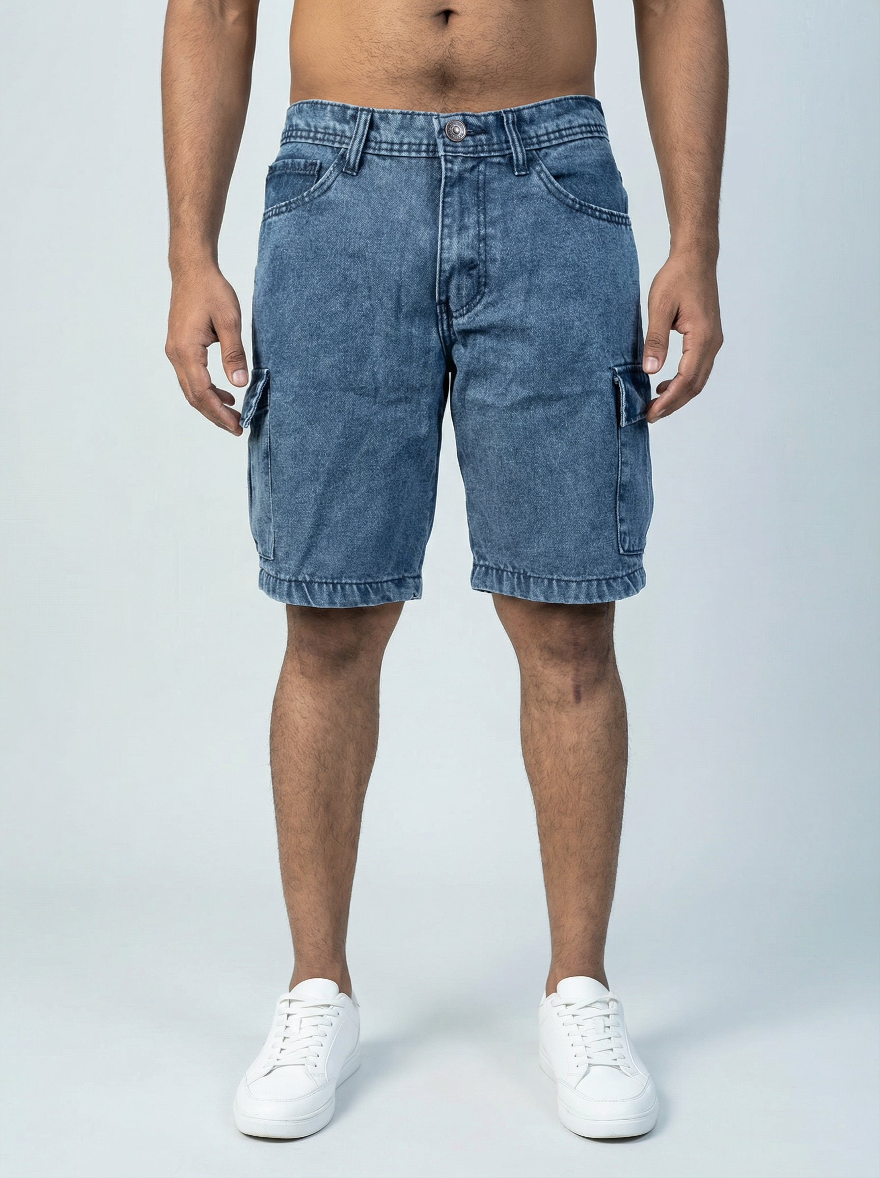 Premium Acid Washed Blue Cargo Short