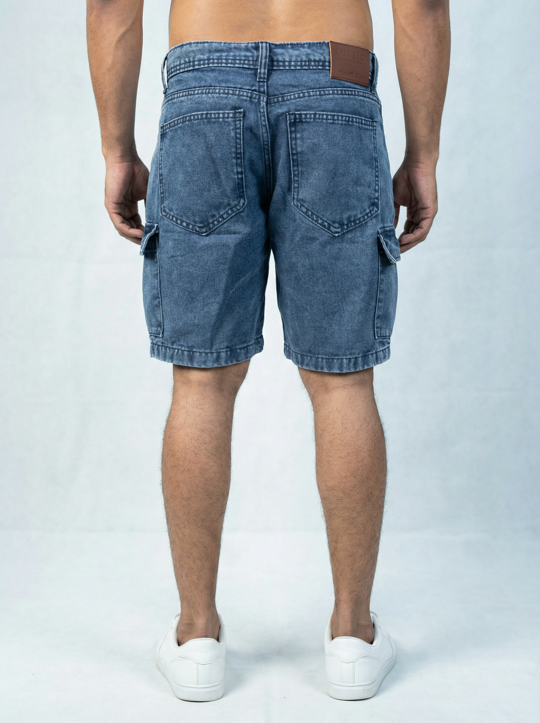 Premium Acid Washed Blue Cargo Short