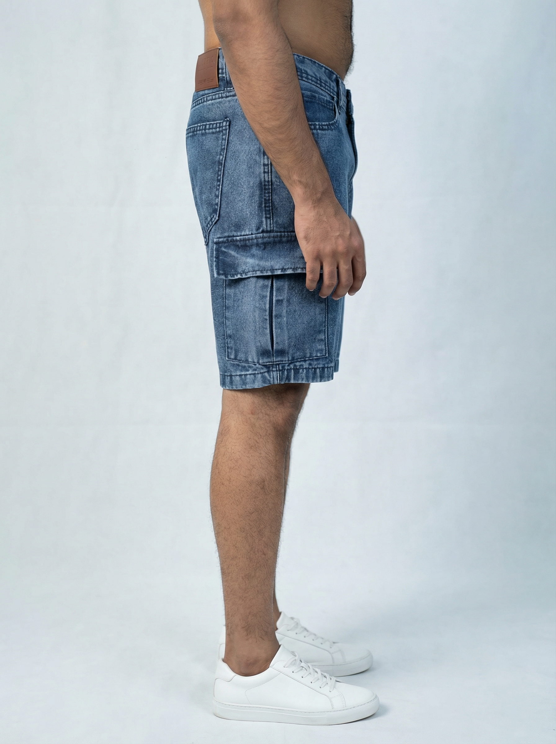 Premium Acid Washed Blue Cargo Short