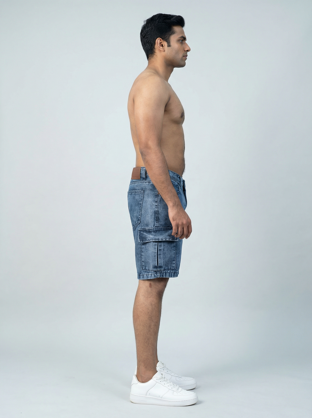 Premium Acid Washed Blue Cargo Short