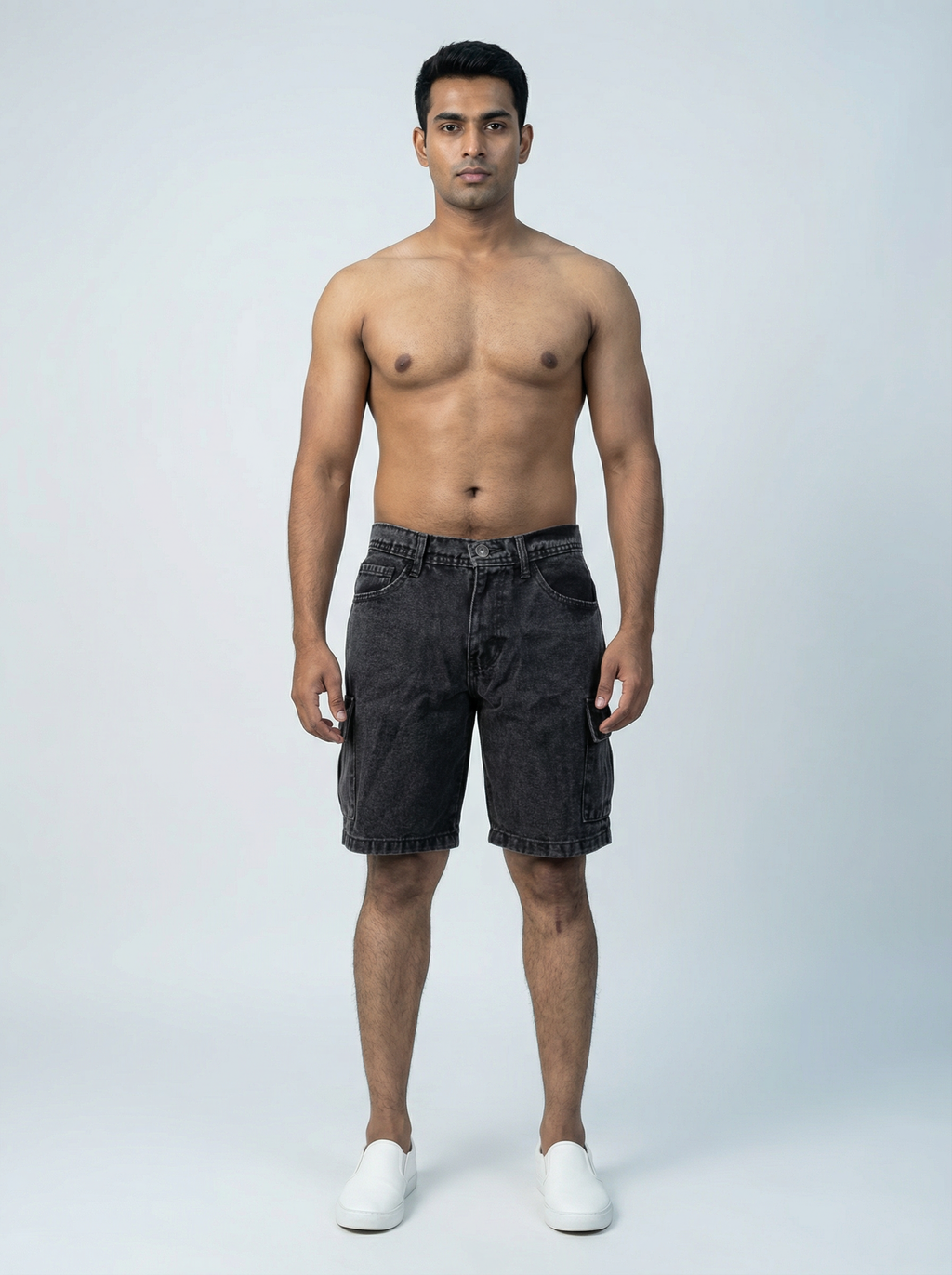 Premium Acid Washed Black Cargo Short