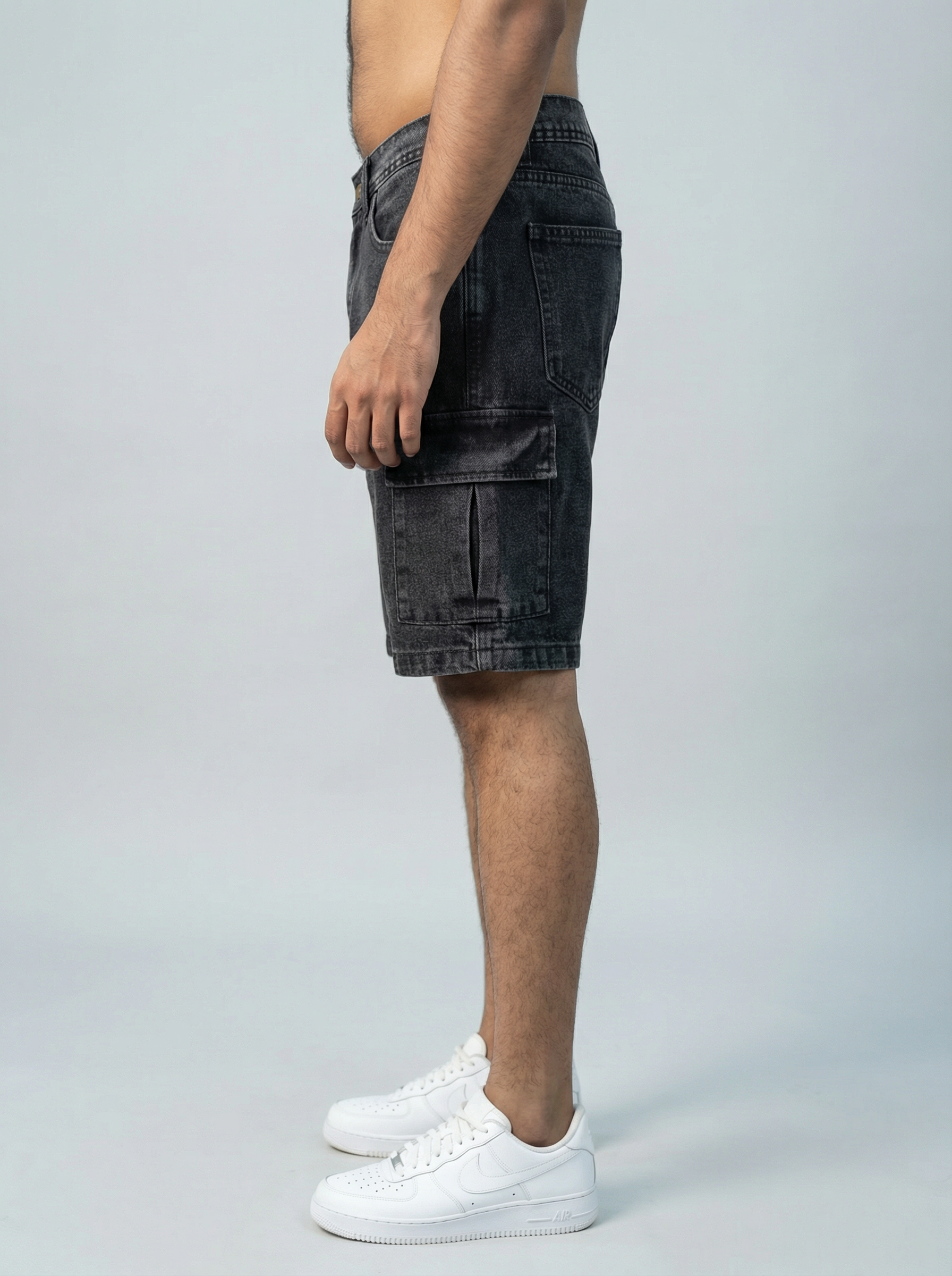 Premium Acid Washed Black Cargo Short