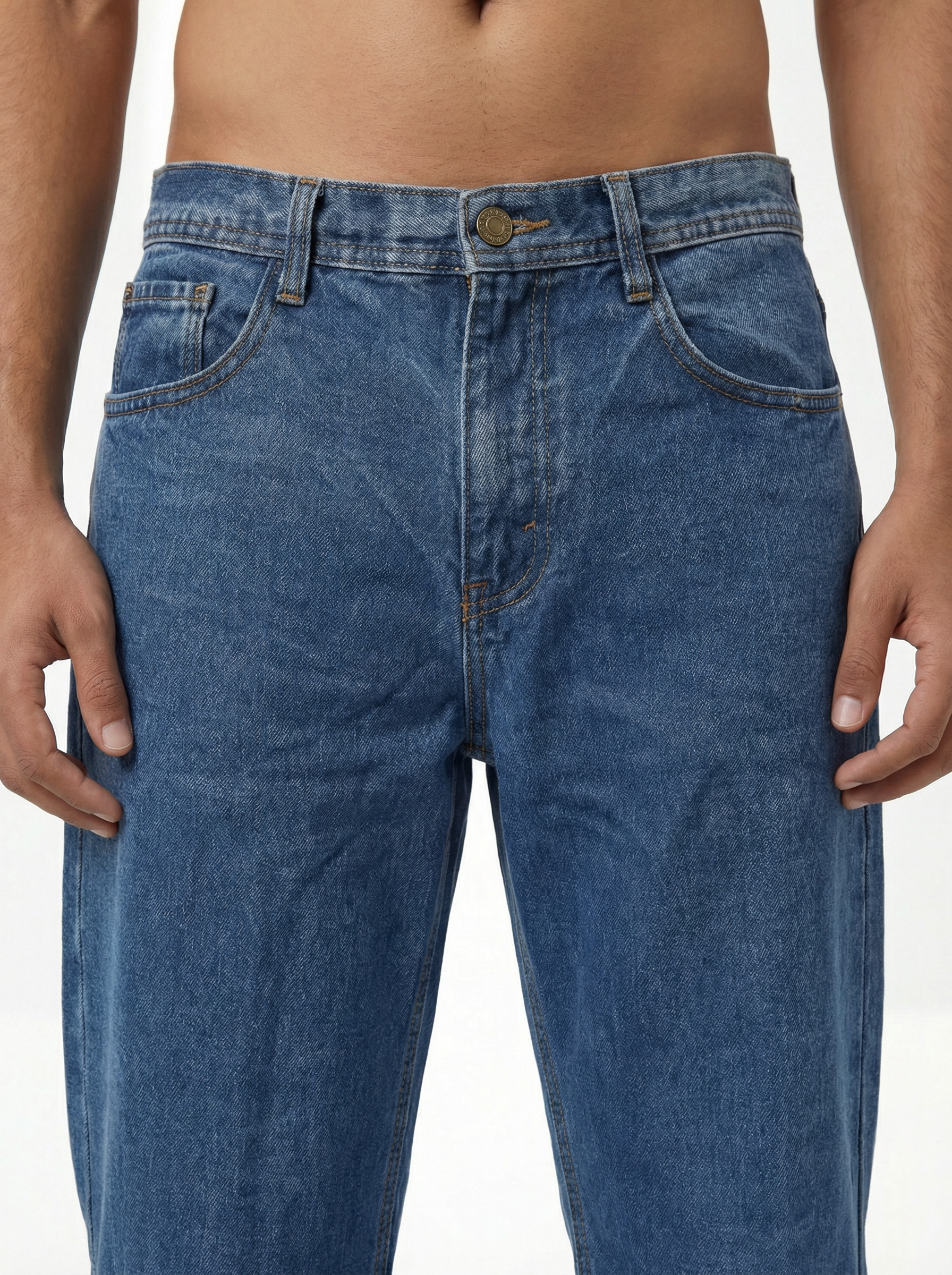 Premium Acid wash Big Fold Denim Blue