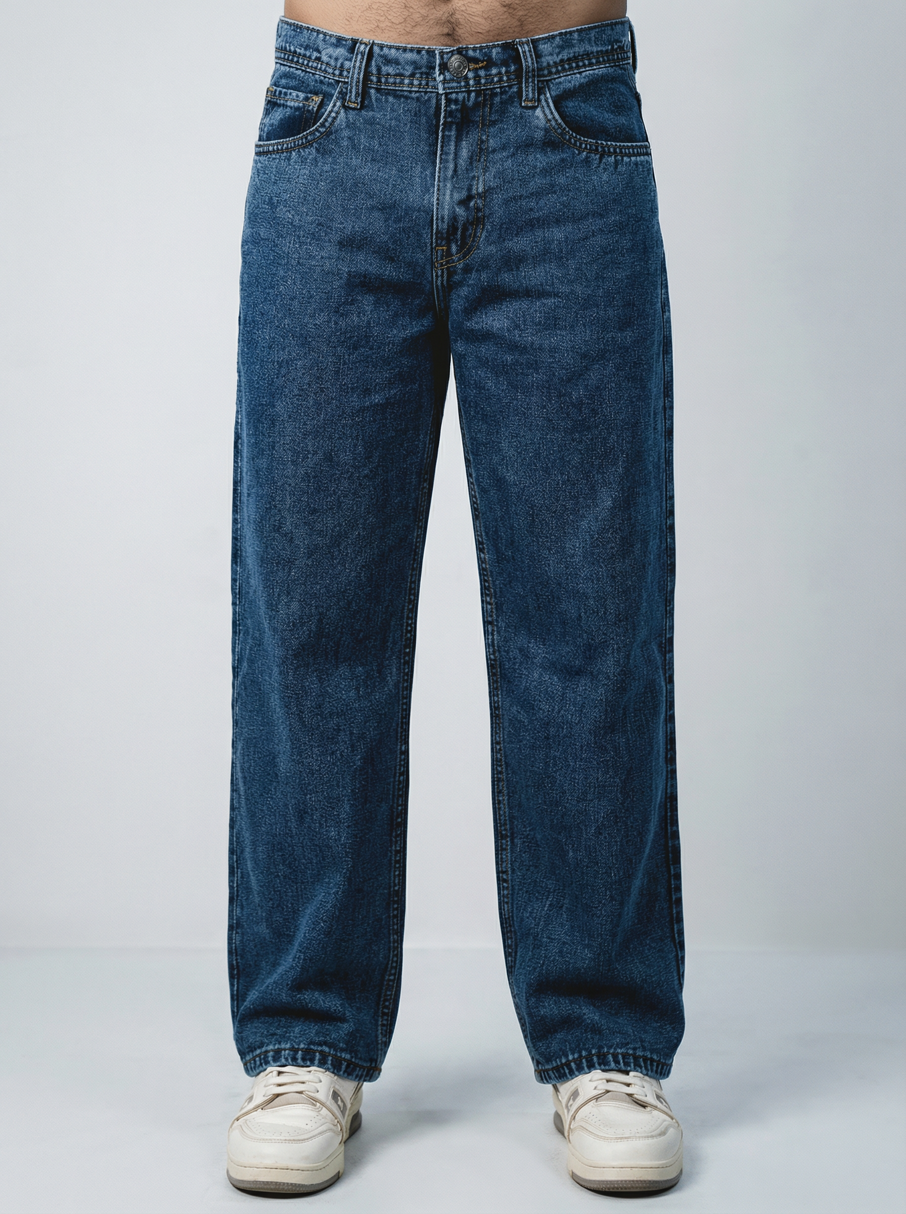 Premium Acid wash Big Fold Denim Dark Blue