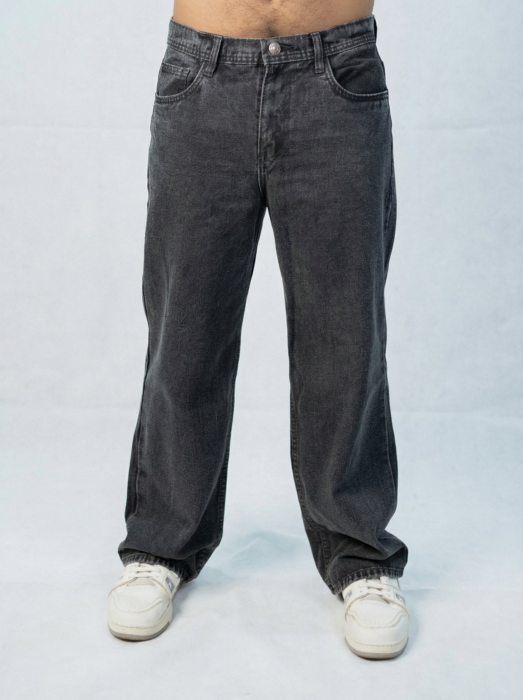 Premium Acid wash Big Fold Denim Black