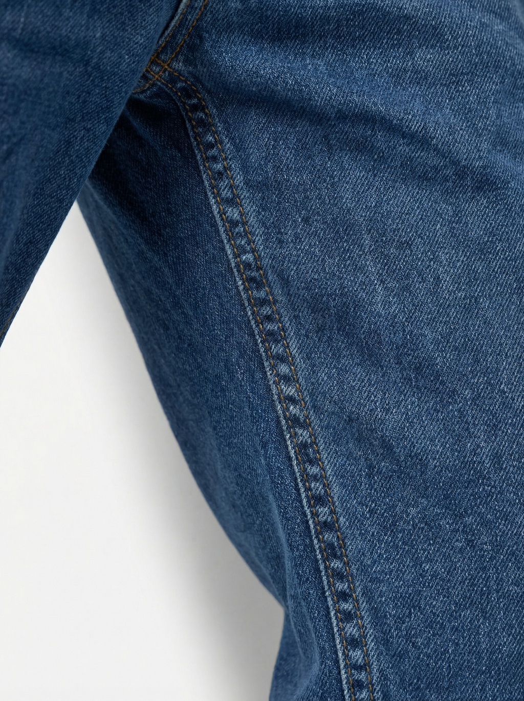 Premium Acid wash Big Fold Denim Blue