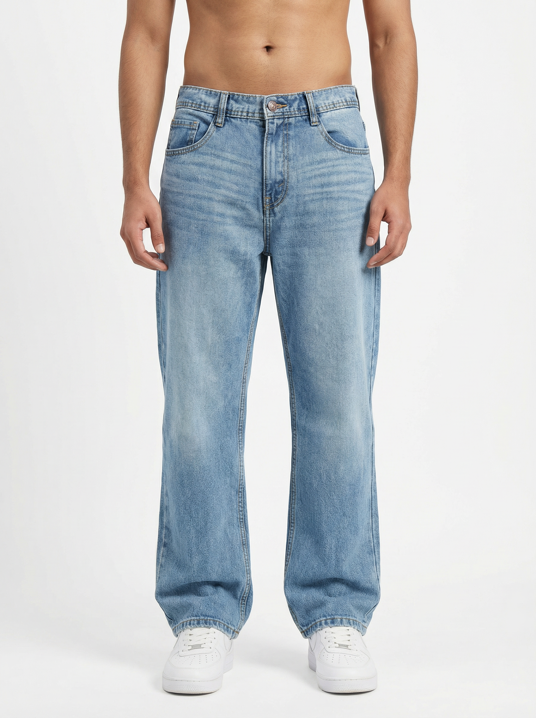 Vintage Wash Light Blue Big Fold Denim