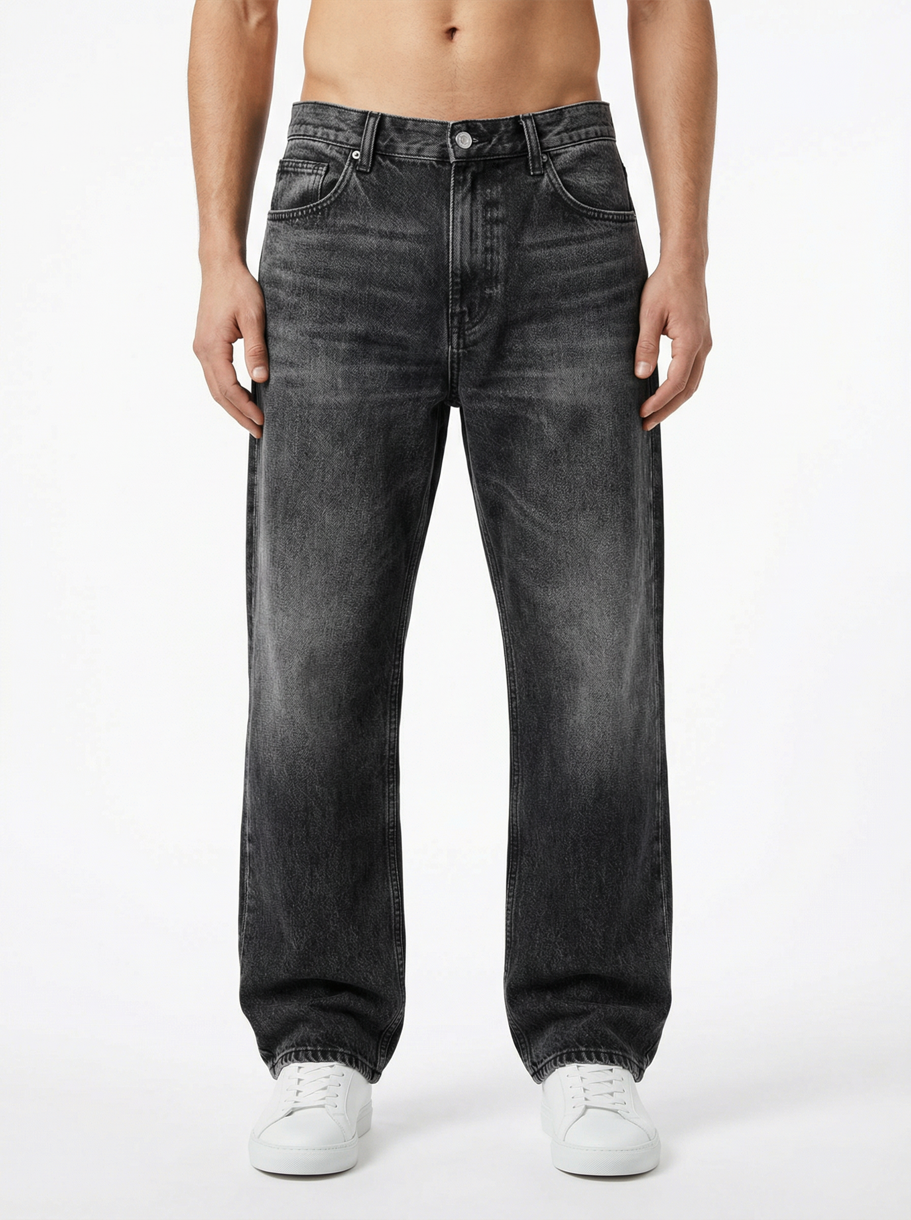 Vintage Wash Black Big Fold Denim