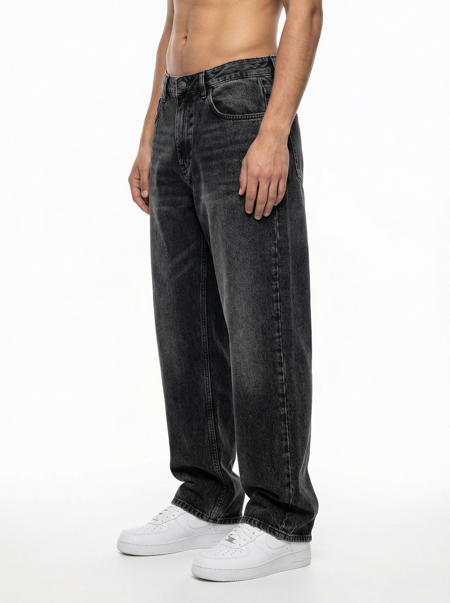 Vintage Wash Black Big Fold Denim