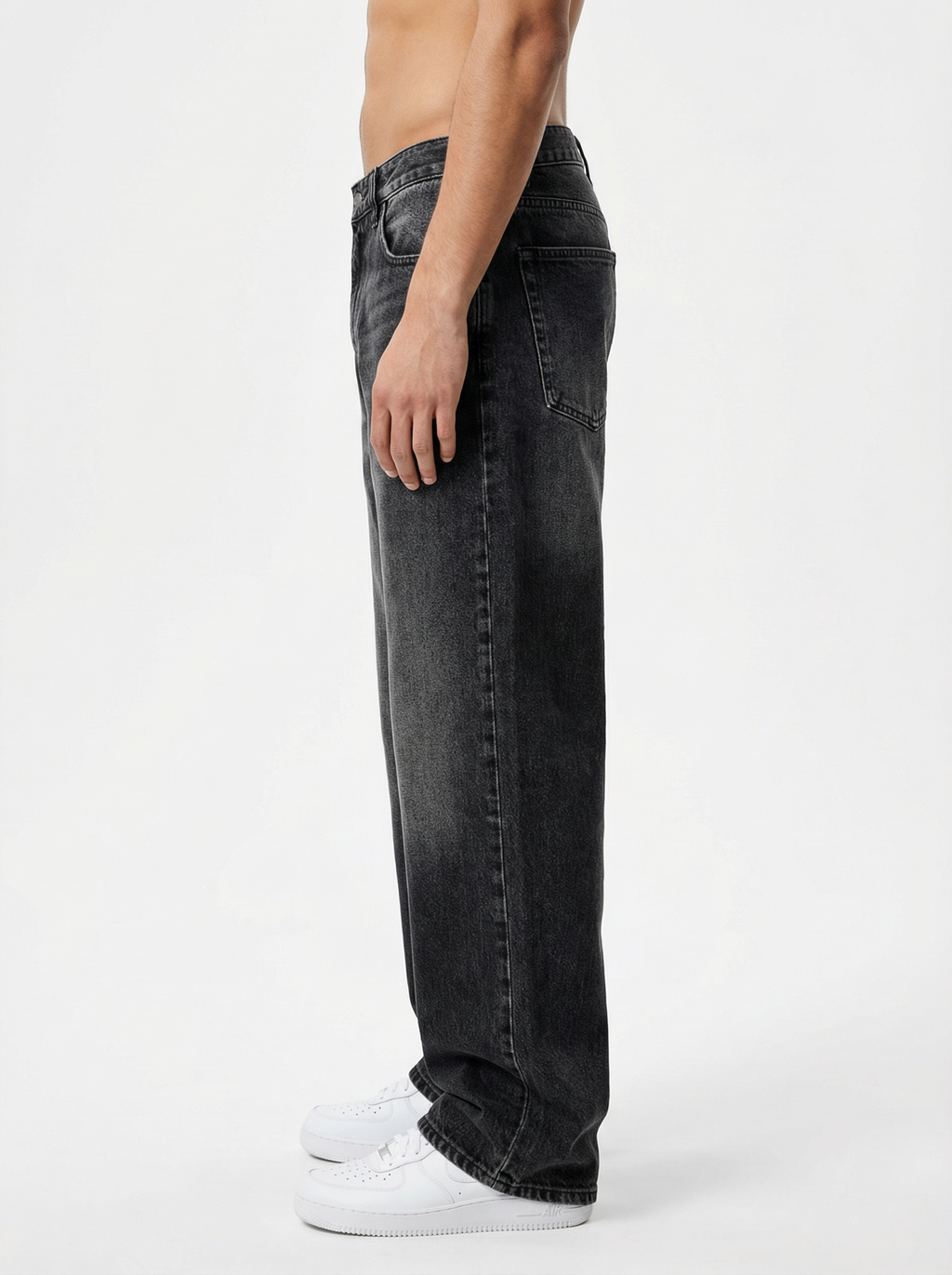 Vintage Wash Black Big Fold Denim