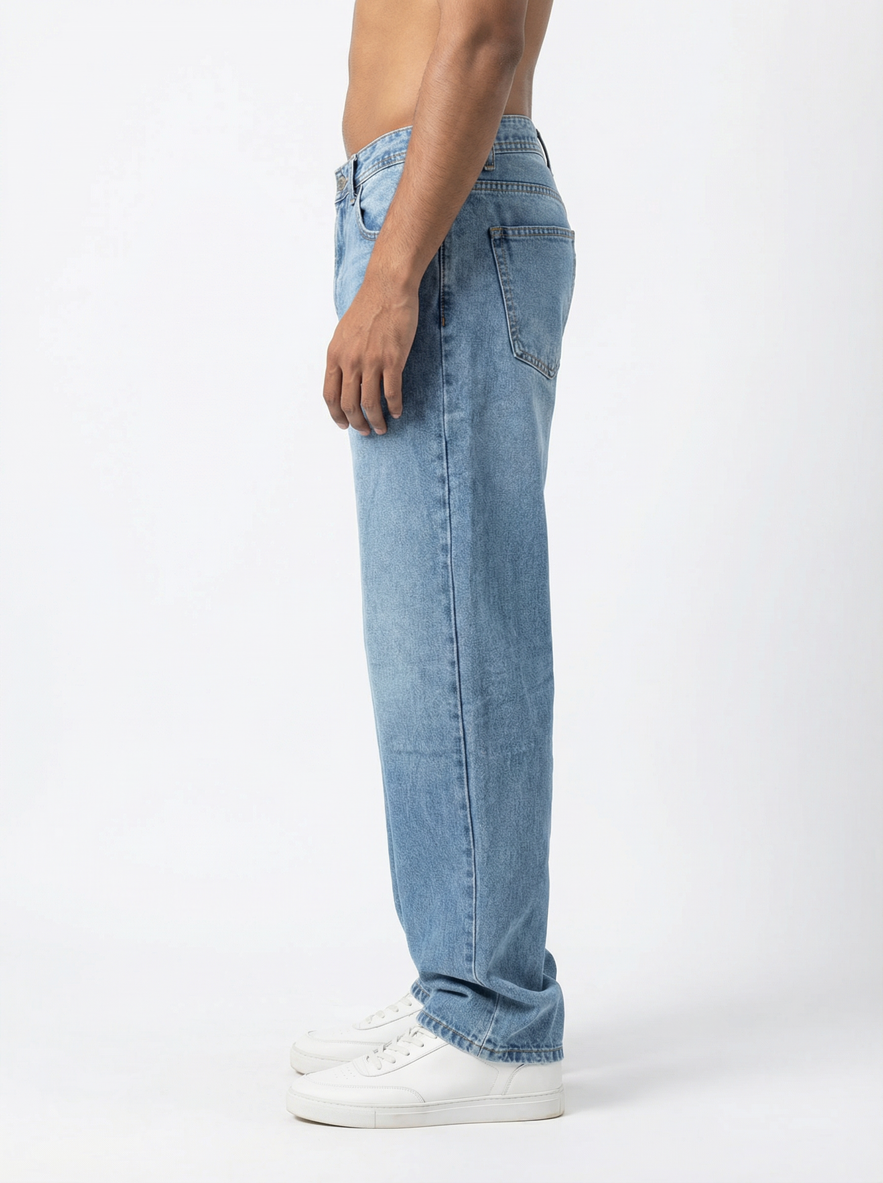 Vintage Wash Light Blue Big Fold Denim